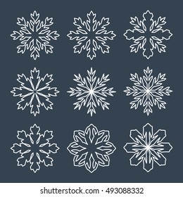 Set Snowflakes. Christmas Holiday. Vector illustration.