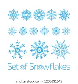 Set of snowflakes for the Christmas theme.