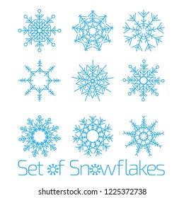 Set of snowflakes for the Christmas theme.