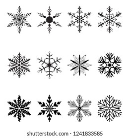 Set of Snowflakes Christmas. vector icon white background