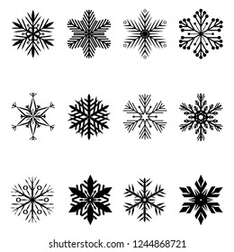 Set of Snowflakes Christmas. vector icon white background