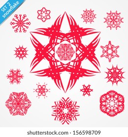 Set of snowflakes Christmas vector icons. Snow flake collection graphic art. Christmas Ornament. As sign, symbol, web, label, print. Vector illustration. Eps 10