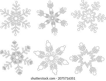 Set Snowflakes coloring vector illustration