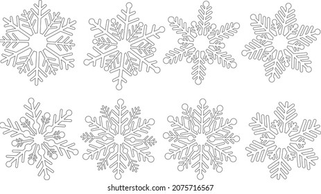 Set Snowflakes coloring vector illustration