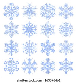 Set of snowflakes design. Winter icons collection. Vector illustration.