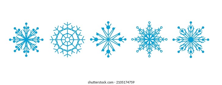 Set of snowflakes. Eight vector snowflakes isolated on white background.