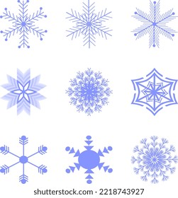 conjunto de copos de nieve como elementos de diseño gráfico
