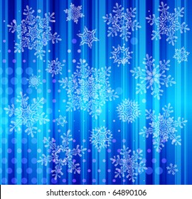 set of snowflakes falling on background of twinkling lights
