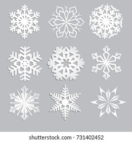 Set of snowflakes. Fine winter ornament. Snowflake collection