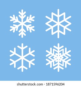 Juego de copos de nieve vector de icono plano