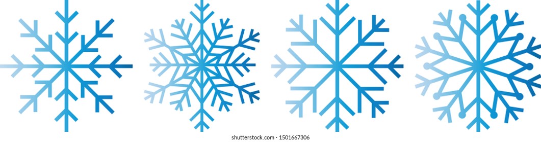 Set of snowflakes, four different shapes