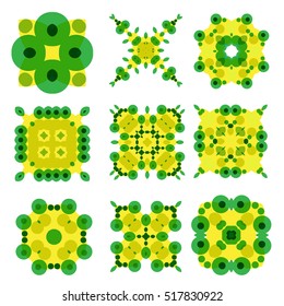 set of snowflakes with geometric decoration