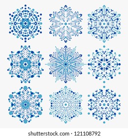 set of snowflakes. global colors used. elements grouped. layered vector for easy manipulation