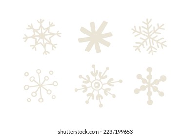 set of snowflakes. hand drawn vector illustration in flat style.
