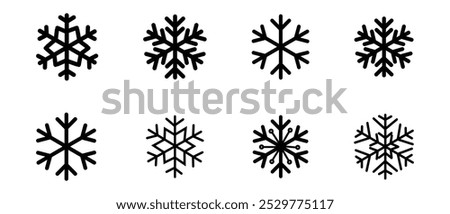 Set of snowflakes icon design for app, website, logo. Snow icon, vector. Snowflakes icons, vector, symbol. Vector illustration.