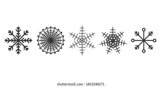 Conjunto de iconos de copos de nieve aislados en fondo blanco. Ilustración vectorial. Eps 10