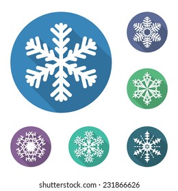 Set of snowflakes icons in flat style, vector illustration