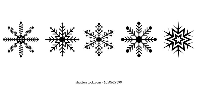Set of snowflakes icons isolated on  white background. Vector illustration