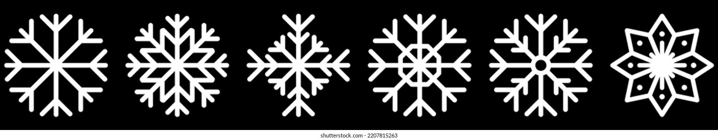Set of snowflakes icons. Vector illustration isolated on white background