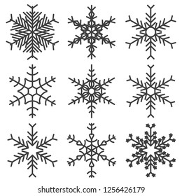 Set of snowflakes icons. Vector on white background