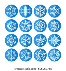 Set of snowflakes icons vector on white background