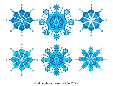 Set of snowflakes isolated on background. Christmas cards, banners, weather and holiday decorations