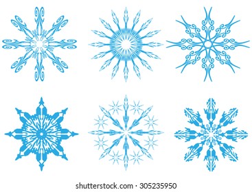 Set of snowflakes isolated on background. Christmas cards, banners, weather and holiday decorations