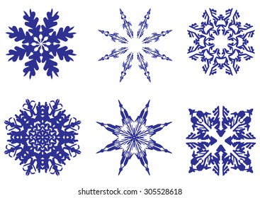 Set of snowflakes isolated on background. Christmas cards, banners, weather and holiday decorations