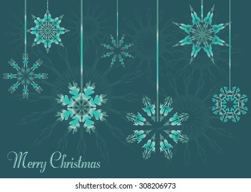 Set of snowflakes isolated on background. Christmas cards, banners, weather and holiday decorations