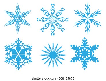 Set of snowflakes isolated on background. Christmas cards, banners, weather and holiday decorations