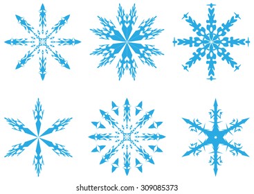 Set of snowflakes isolated on background. Christmas cards, banners, weather and holiday decorations