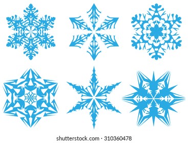 Set of snowflakes isolated on background. Christmas cards, banners, weather and holiday decorations