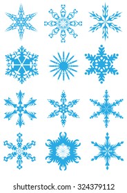 Set of snowflakes isolated on background. Christmas cards, banners, weather and holiday decorations