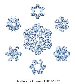 Set of snowflakes isolated on white, vector elements for winter design