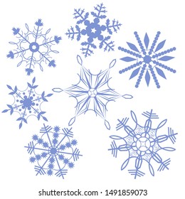 Set of snowflakes Isolated on a white background. Vector graphics.