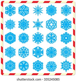 Set of snowflakes isolated on a white background