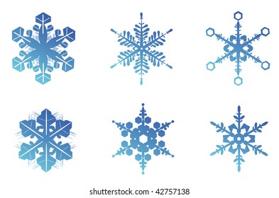 Set of snowflakes isolated on white
