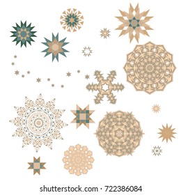 A set of snowflakes isolated on white.