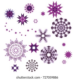 A set of snowflakes isolated on white.