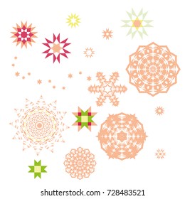 A set of snowflakes isolated on white.