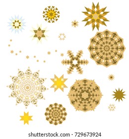 A set of snowflakes isolated on white.