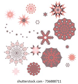 A set of snowflakes isolated on white.