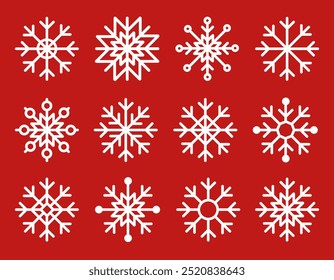 Conjunto de copos de nieve. Ilustración vectorial aislada