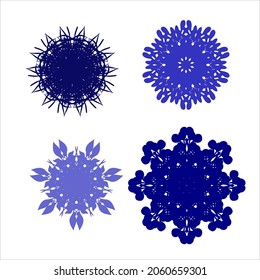 Set of snowflakes. Laser cut pattern for christmas paper cards, design elements, scrapbooking. Vector illustration.