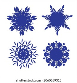 Set of snowflakes. Laser cut pattern for christmas paper cards, design elements, scrapbooking. Vector illustration.