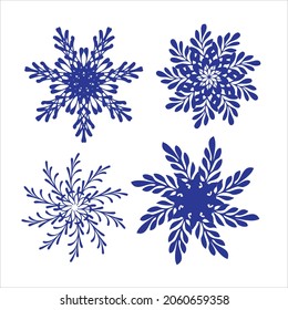 Set of snowflakes. Laser cut pattern for christmas paper cards, design elements, scrapbooking. Vector illustration.