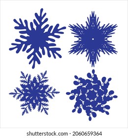 Set of snowflakes. Laser cut pattern for christmas paper cards, design elements, scrapbooking. Vector illustration.