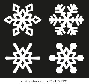 Set of snowflakes. Laser cut pattern for christmas paper cards, design elements, scrapbooking. Vector illustration.