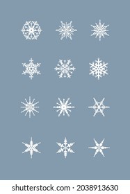 Set snowflakes for laser cutting. Decor item, Christmas tree toy.
