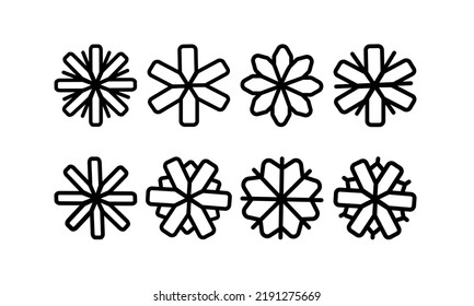 Set snowflakes linear. Isolated on white background. Vector illustration. For greeting card, invitation, tag. Christmas.